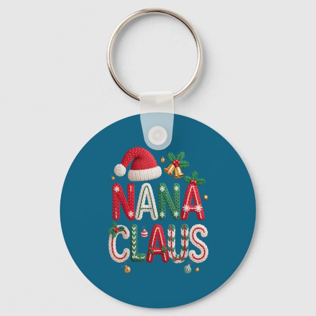 Nana Claus Santa Claus Grandma Family Matching Chr Keychain (Front)