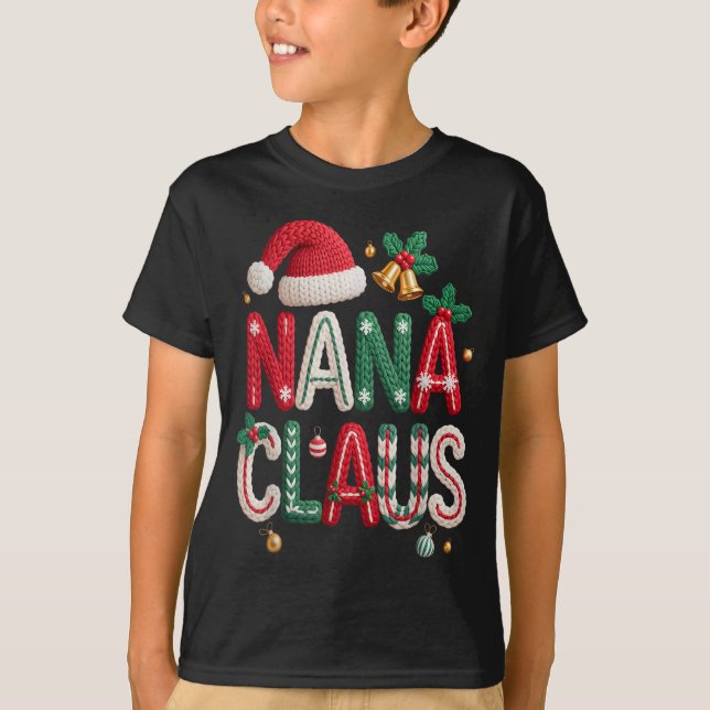 Nana Claus Santa Claus Grandma Family Matching Chr T-Shirt (Front)