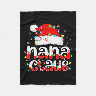 Nana Claus Shirt Christmas Lights Pajama Family Ma Fleece Blanket