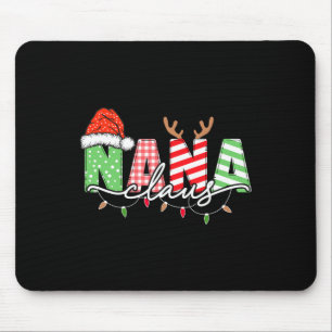 Nana Claus Xmas Christmas Lights Pajama Family Mat Mouse Pad