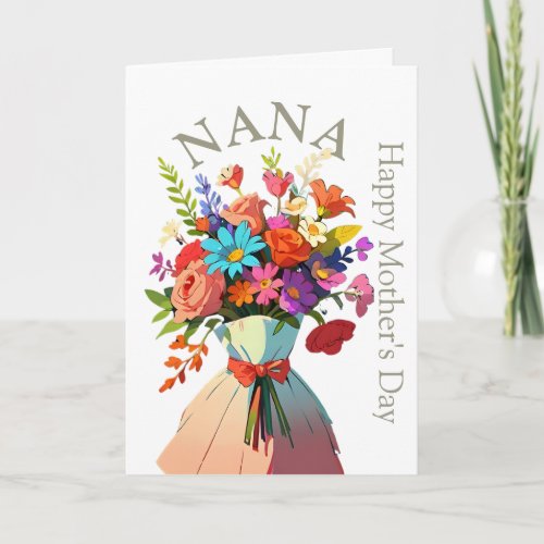 NANA Custom Vibrant Floral Photo Mothers Day Card