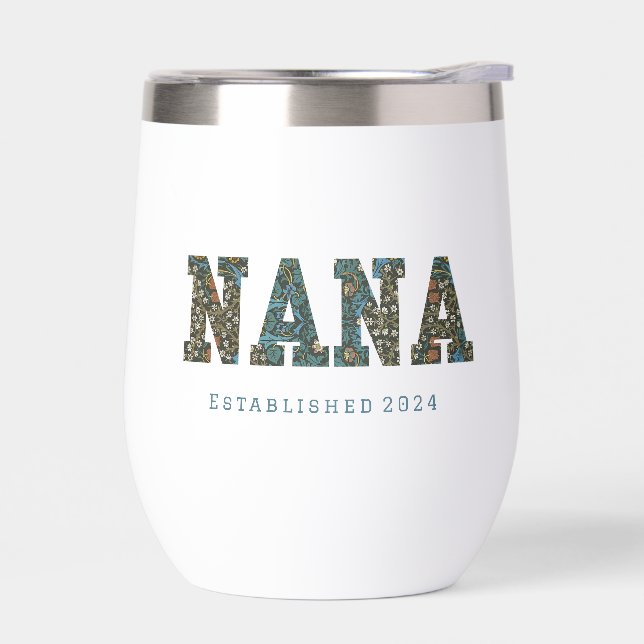 Nana customized year - trendy floral  Coffee Mug Thermal Wine Tumbler (Left)