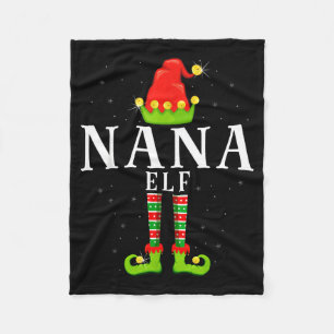 Nana Elf Christmas Matching Xmas Pajama Fleece Blanket