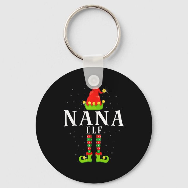 Nana Elf Christmas Matching Xmas Pajama  Keychain (Front)