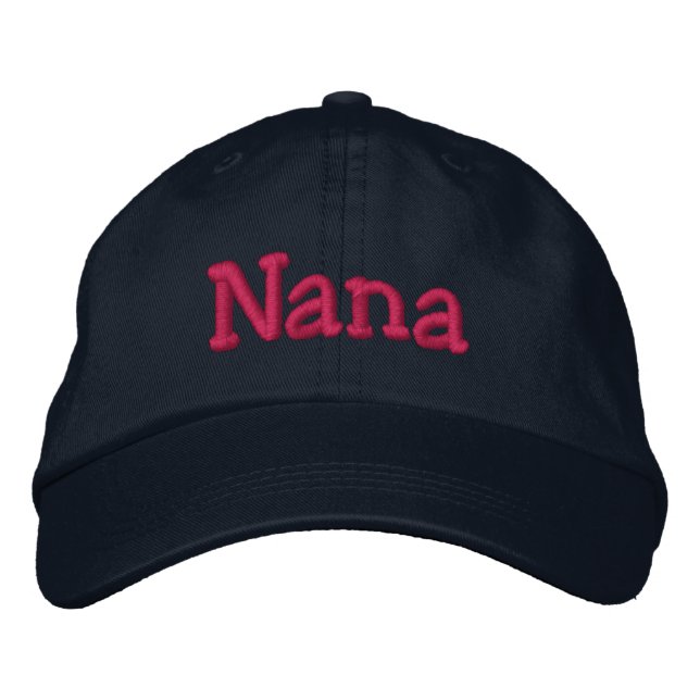 Nana Embroidered Baseball Cap Navy Hot Pink (Front)