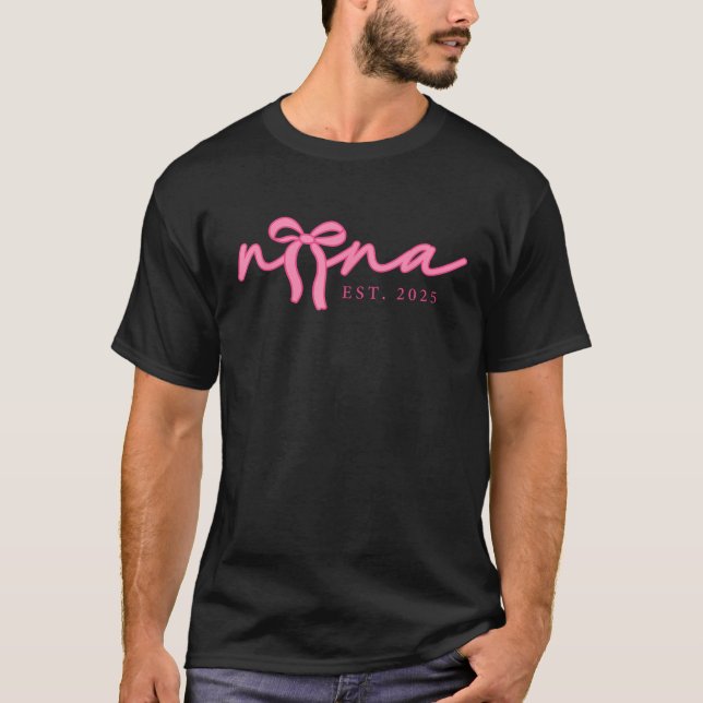 Nana Est 2025 Groovy Pink Coquette Bow Happy Mothe T-Shirt (Front)