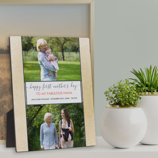 Nana First Mothers Day - 2 Photo Personalized Plaque (Creator Uploaded)