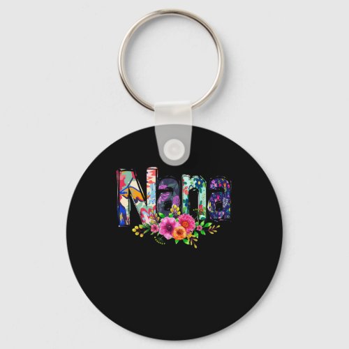 Nana Floral Cute Flowers Grandma Blessed Grandma Keychain