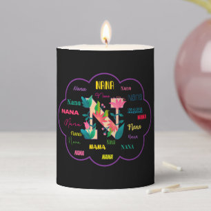 Nana Floral Flower Name Initial Pillar Candle