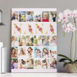 Nana Floral Gold Letters 24 Vertical Photo Collage Canvas Print<br><div class="desc">Gorgeous photo gift for your nana. The design features floral letters for "nana" which is printed in gold and decorated with pink lily flowers. The photo template is set up for you to add 24 of your favorite photos, all of which are displayed in vertical portrait format. This grid style...</div>