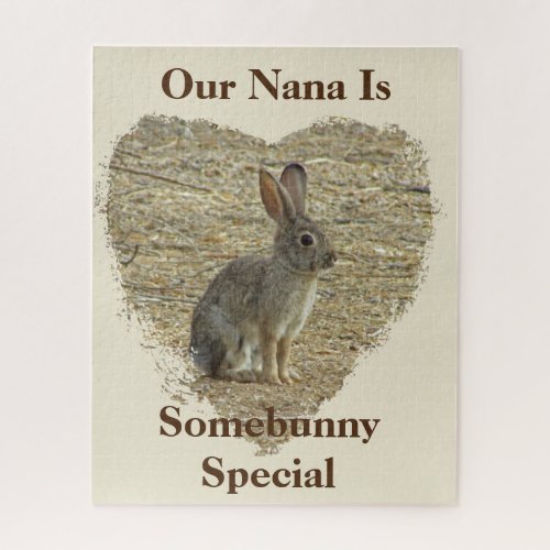 Nana From Grandchildren Animal Pun Adorable Bunny Jigsaw Puzzle