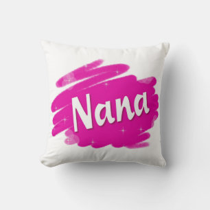 Nana Fun Sparkles Pink Text Throw Pillow