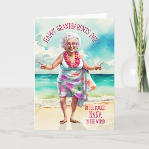 Nana Funny Grandma Beach Grandparents Day Coolest Holiday Card