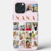Nana Gold Flower Letters 14 Vertical Photo Collage Case-Mate iPhone Case (Back)