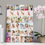 Nana Gold Letters 30 Vertical Photo Collage Pink Canvas Print<br><div class="desc">Gorgeous photo gift for your nana. The design features floral letters for "nana" which is printed in gold and decorated with pink lily flowers. The photo template is set up for you to add 30 of your favorite photos, all of which are displayed in vertical portrait format. This grid style...</div>