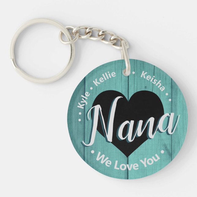 Nana Grand kids Personalized Name We Love You Keyc Keychain (Front)
