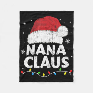 Nana Grandma Claus Christmas Lights Matching Famil Fleece Blanket