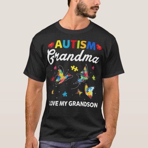 Nana Grandma Love Grandson Autism Awareness Month  T_Shirt