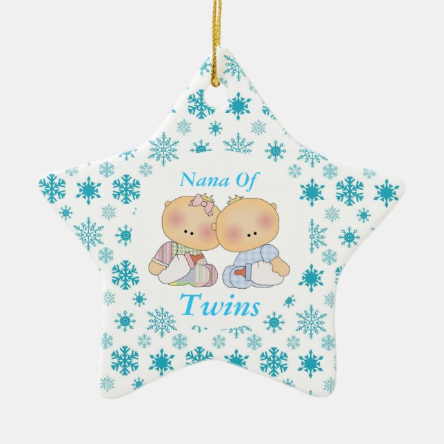 Nana Grandma Of Twins Star Ornament Gift (Front)