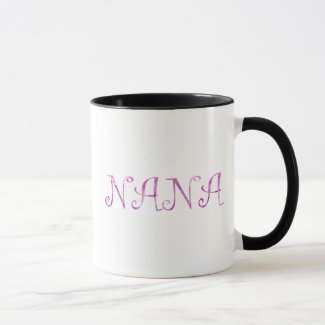 Nana Grandmother Elegant Pink Floral Lettering Mug