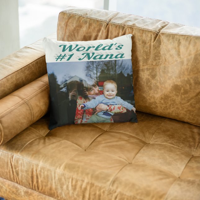 Nana green text photo  throw pillow (Creator Uploaded)