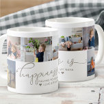 Nana | Happiness is Heart Calligraphy 6 Photo Coffee Mug<br><div class="desc">Photo collage with 6 of your favorite photos and your personalized text. "happiness is" is hand lettered in cute, elegant calligraphy, finished with a love heart, and the template is set up for you to finish the quote. The sample wording reads "happiness is having you as my nana ♥ love...</div>