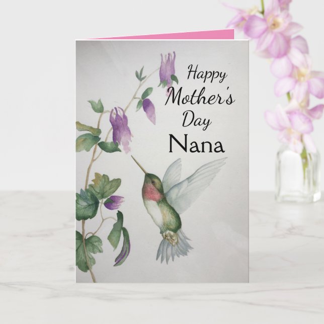 Nana Happy Mother's Day Hummingbird Card (Orchid)