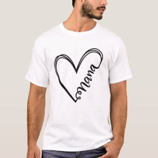 Nana Heart Grandma Women For Christmas T-Shirt