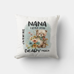 Nana I Love You Beary Much - Personalized Name Throw Pillow
