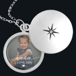 Nana I love You Elegant Photo Locket Necklace<br><div class="desc">Modern,  elegant photo necklace features single photo,  typography script ''nana'' ,  ''I love you'' . Perfect as a gift for mother's day,  Christmas or a keepsake.</div>
