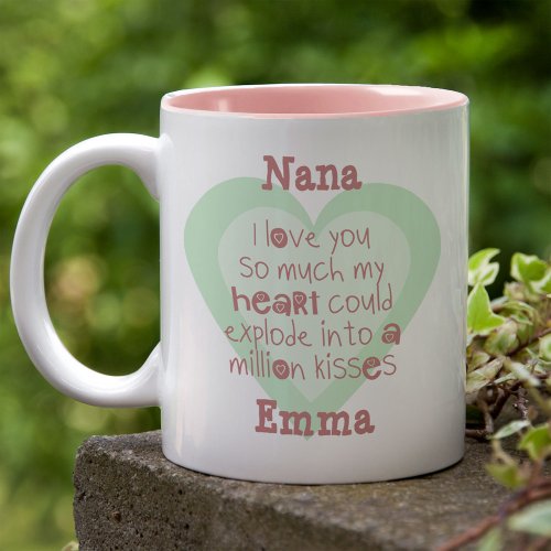 Nana I love you so much Mint Green Love Heart Two_Tone Coffee Mug