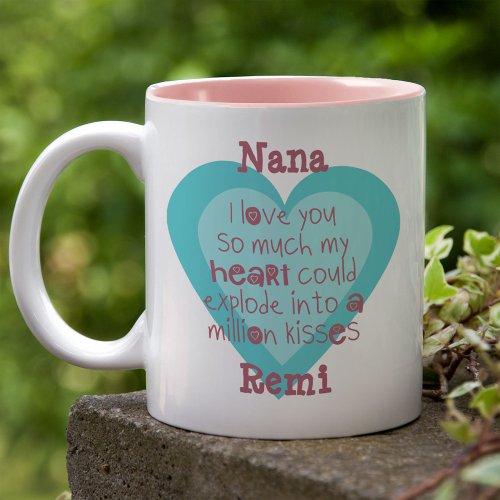 Nana I love you so much Turquoise Blue Love Heart Two_Tone Coffee Mug