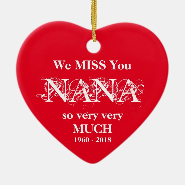 NANA In Loving Memory Personalized Family Names Ceramic Ornament (Front)