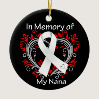 Nana - In Memory Lung Cancer Heart Ceramic Ornament