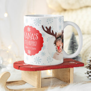 Nana little helper reindeer and santa photos  coffee mug