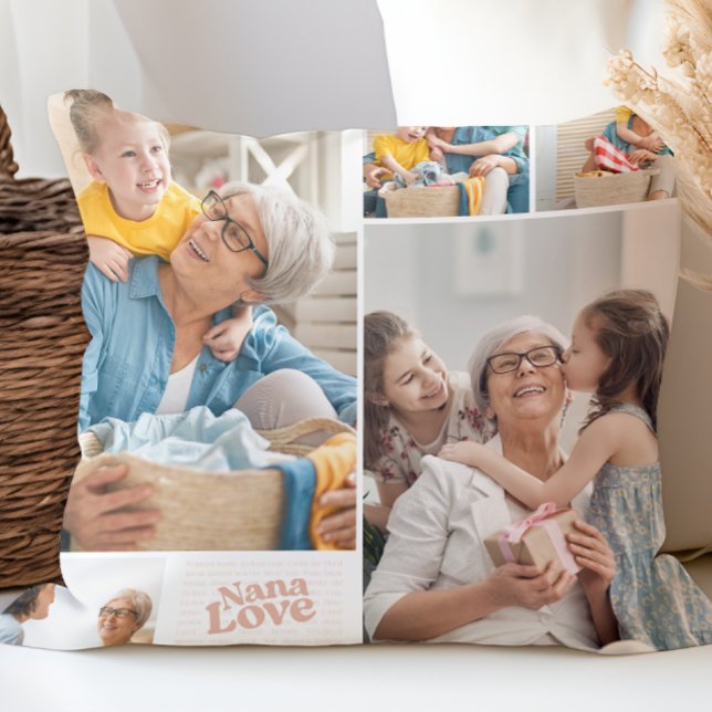 Nana Love Poetic Photo Collage Throw Pillow (Creator Uploaded)