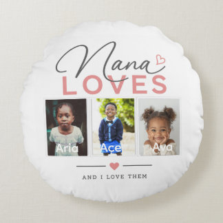 Nana Loves Custom Photo & Names Pillow