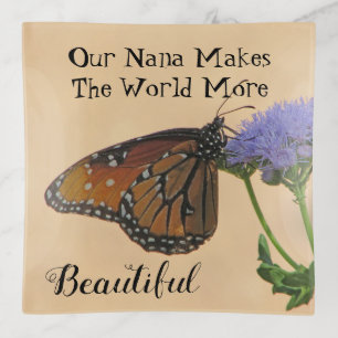 Nana Makes The World Beautiful Monarch Butterfly Trinket Tray