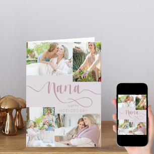 Nana Mother's Day 4 Photo Collage Pink Holiday Car Card