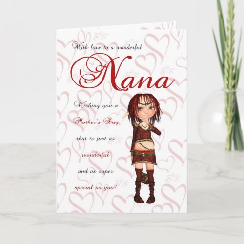 Nana Mothers Day Card With Little Forest Elf