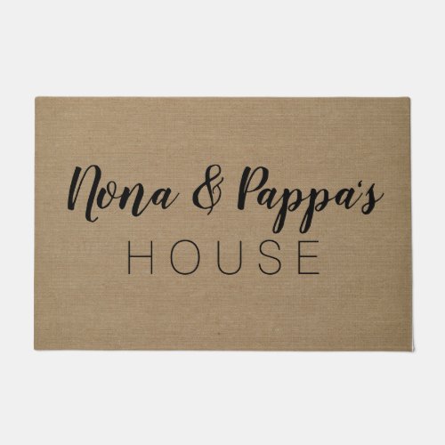 Nana Nona Grandma Grandparents faux burlap rustic Doormat