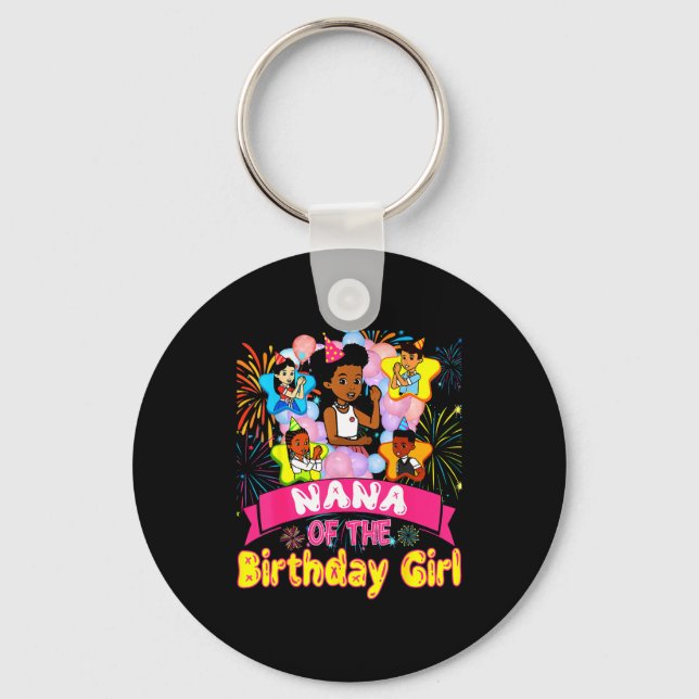 Nana Of Birthday Girl Gracie Birthday Dolls Girl P Keychain (Front)