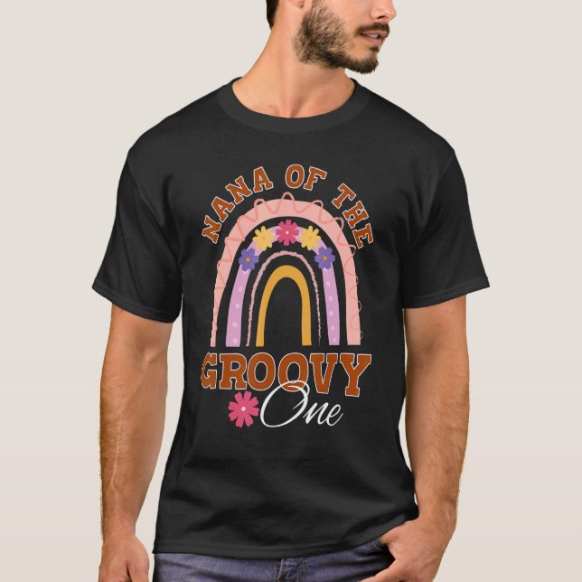 Nana of Groovy One Cute Rainbow 1st Birthday Party T-Shirt (Front)