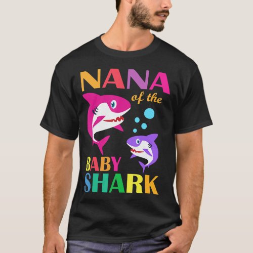 Nana Of The Baby Shark Birthday Nana Shark Mother T_Shirt