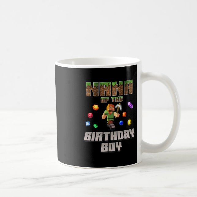 Nana Of The Birthday Boy Video Gamer Pixel Number  Coffee Mug (Right)