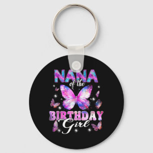 Nana Of The Birthday Girl Butterfly Family Keychain