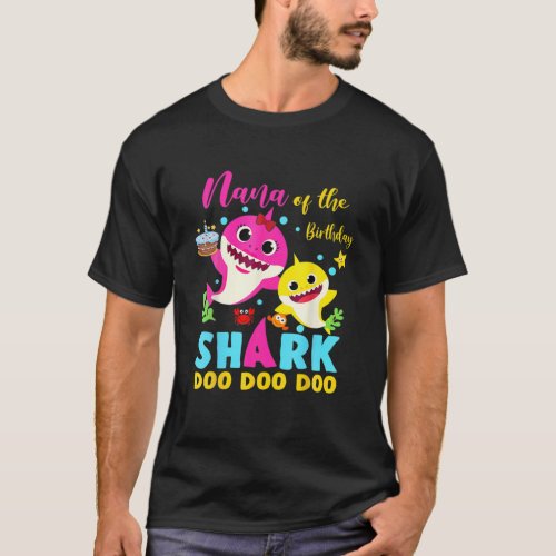 Nana Of The Birthday Shark Mom Matching Family T_Shirt