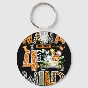Nana of the four wild safari jungle 4th birthday keychain
