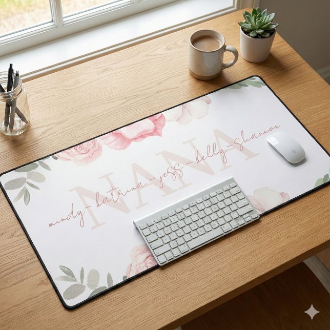 Nana Personalized Floral Desk Mat (Let your Nana know how special she is with this personalized desk mat! )