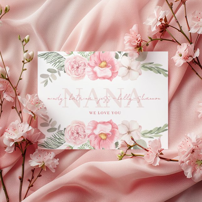 Nana Personalized Floral Greeting Card (Celebrate Nana with this personalized watercolor floral greeting card! )